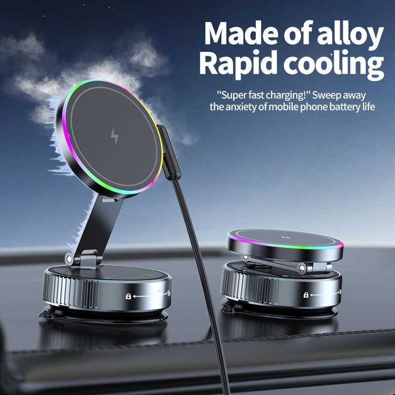 15W Wireless Charger Vacuum Magnetic Car Holder Metal Mti-angle Rotation for Iphone 12-16 Pro Max C251210