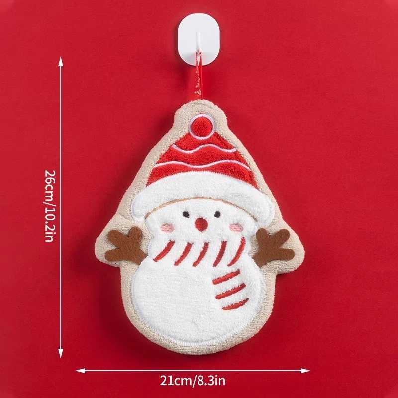 5pc-Coral velvet Christmas Hand towel for Kitchen Bathroom Handkerchief Cute Cleaning Towels with Hanging Rope Xmas Decor C251210