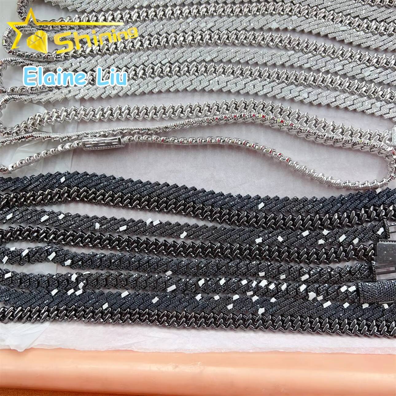 10MM Sterling Silver 925 Hip Hop Miami Cuban Necklace Jewelry VVS Moissanite Cuban Link Chain Necklace