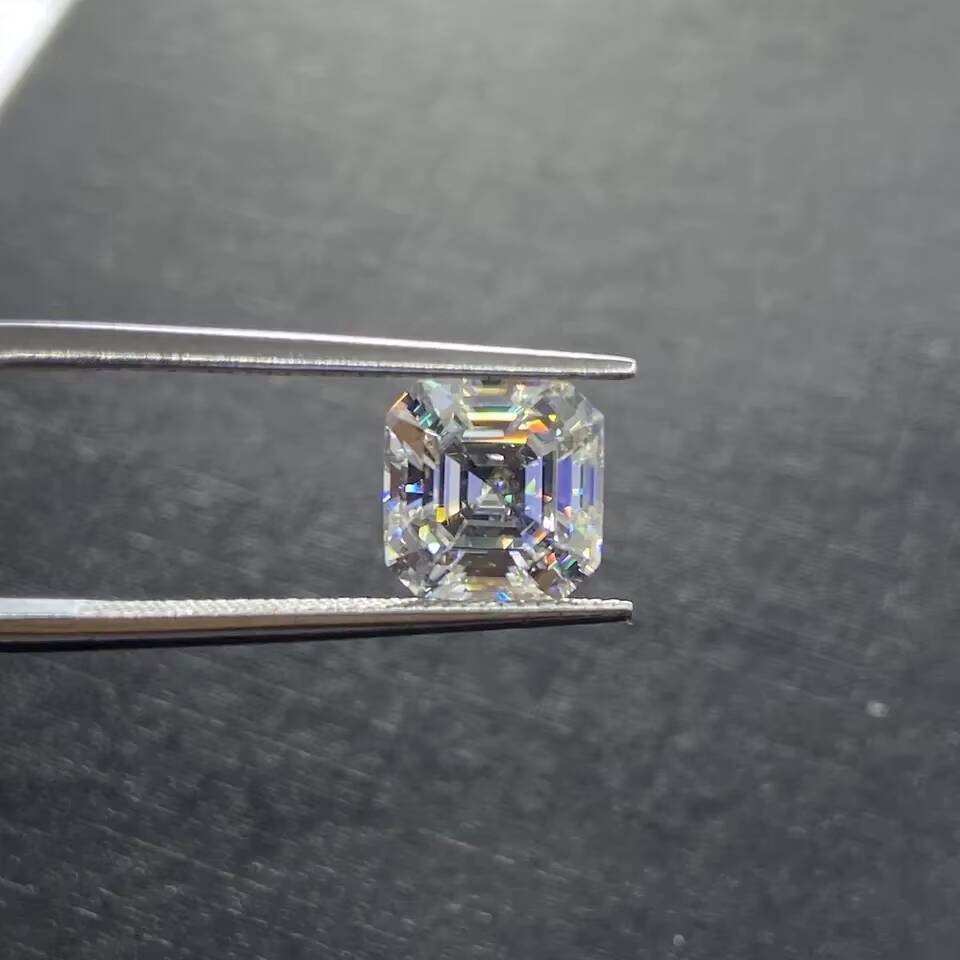 Real 14K 18K Gold Lab Grown Diamond Engagement Ring Asscher Lab Created Solitaire Diamond Rings Engagement Diamond Rings
