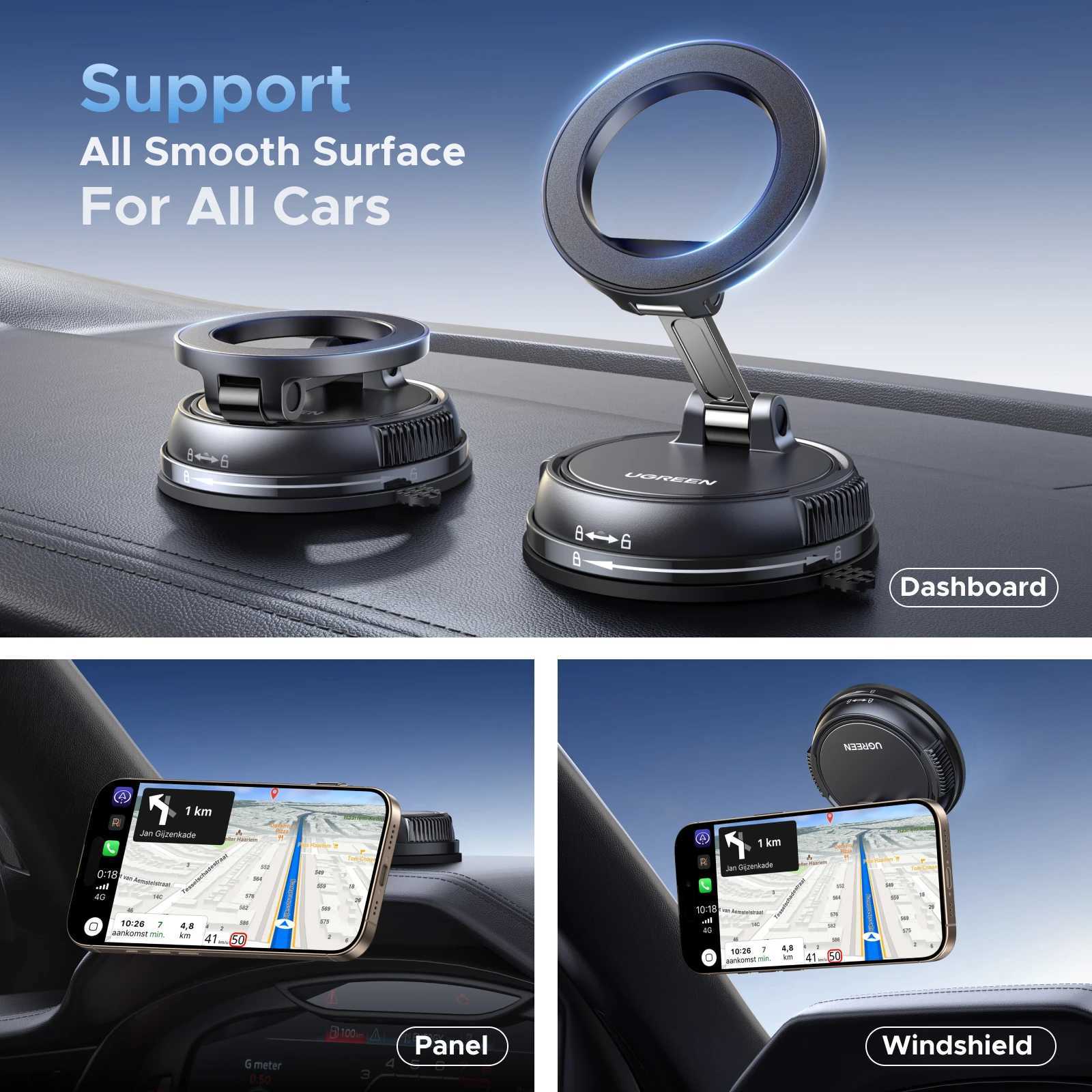 UGREEN Magnetic Car Phone Holder 360Rotatable Dashboard Suction Cup Car Mount For iPhone 16 15 14 Prax Samsun C251210