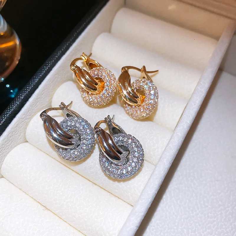 Fashion Shiny Zircon Circle Round Stud Earring for Wen Stainl Steel Gold Color Geetric Hie Ear Buckle Earrings Jewelry Y251210