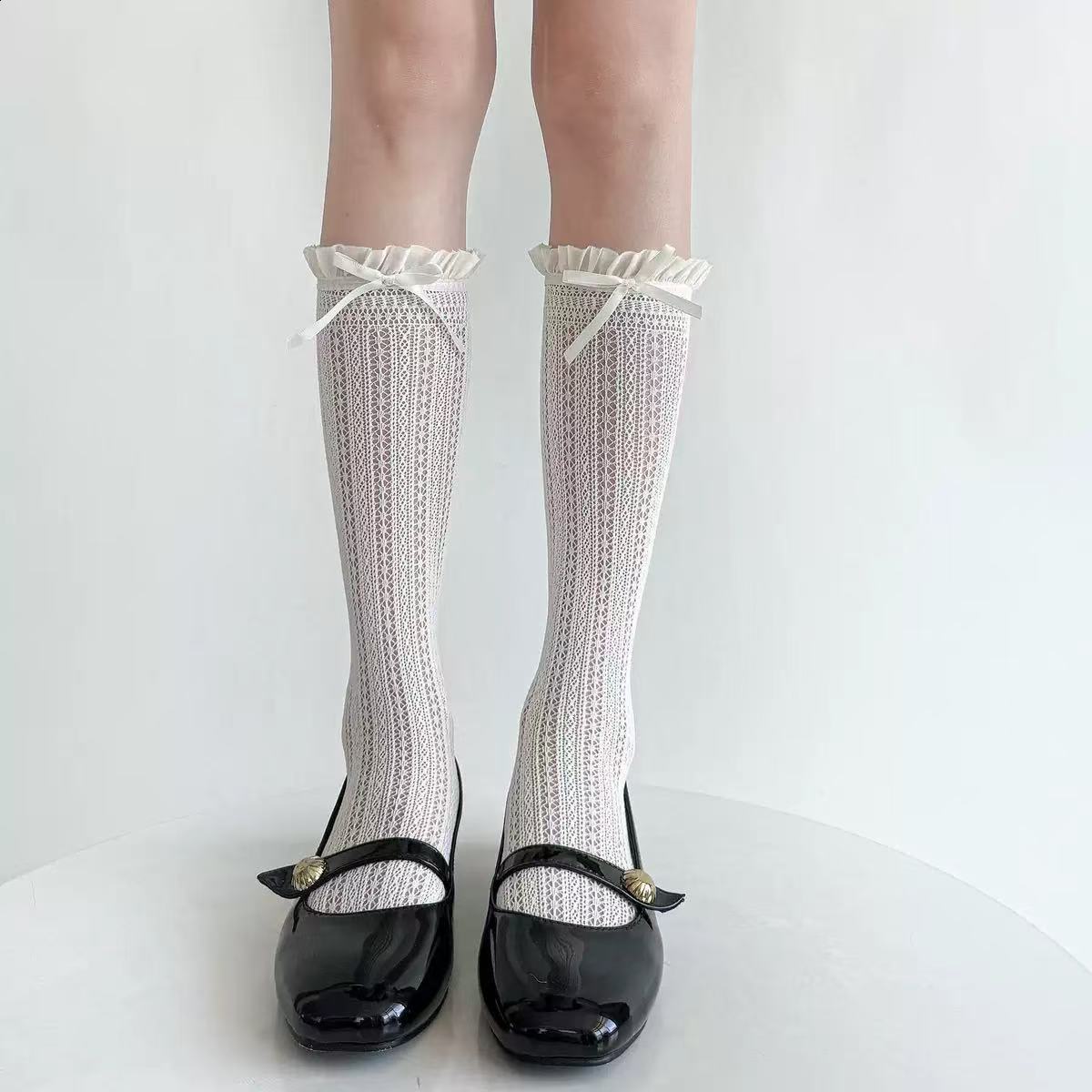 Lolita Socks for Women Pile Socks Spring and Summer Princess Bow Lace Socks JK Calf Socks 250908