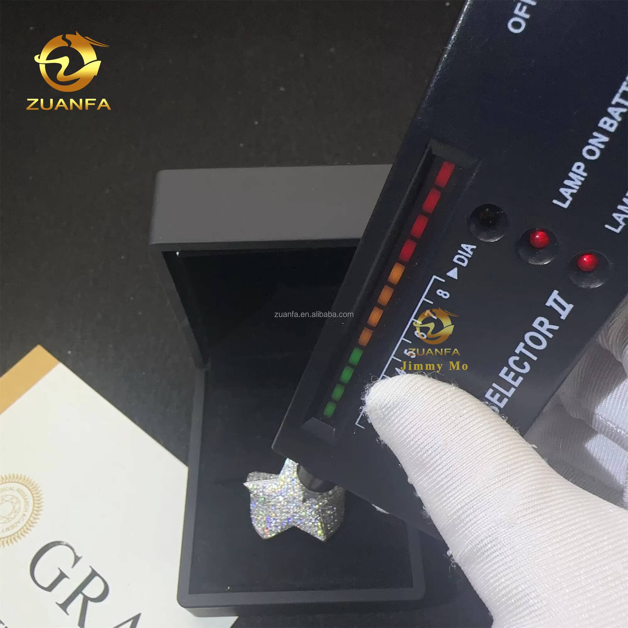 Fashion Jewelry Wholesale Sterling Silver Full with GRA 925 Iced Out Hip Hop Men Fashion Vvs Moissanite Star Ring for Man