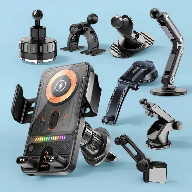 2025 New F18 Car Wireless Charger Holder Auto-Sensing Electric Telescopic 90 Rotation Ambient Light Universal for /Phones C251210