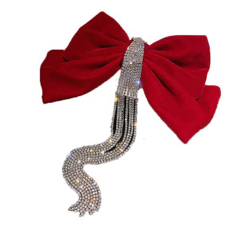 New Velour grace Bow Hairpin Crystal Fringe Tassel Hair Clip Wen Ponytail Rhinestone Beading Hair Accories Gifts Heear Y251210