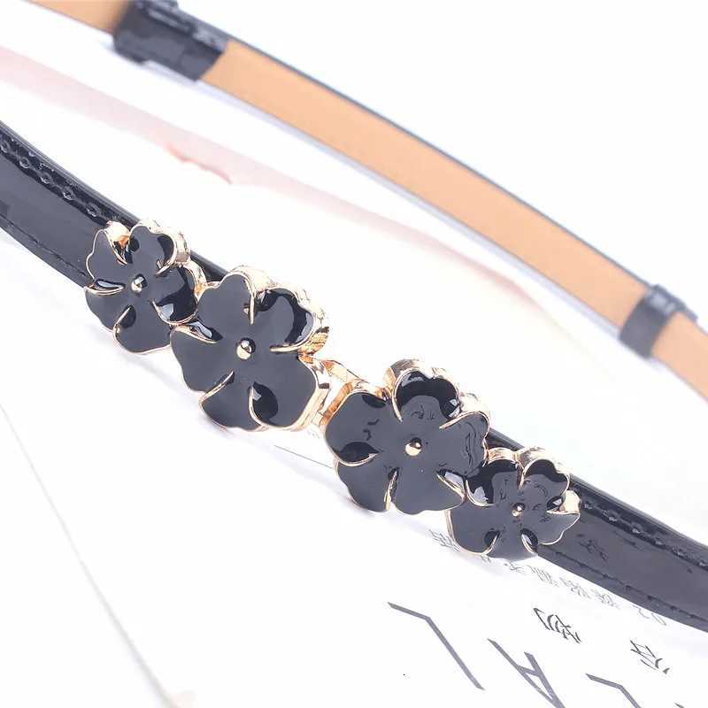 Luxury Adjustable patent women waist leather belt flower girdle for dresses female ladies waistband straps white black Y251210