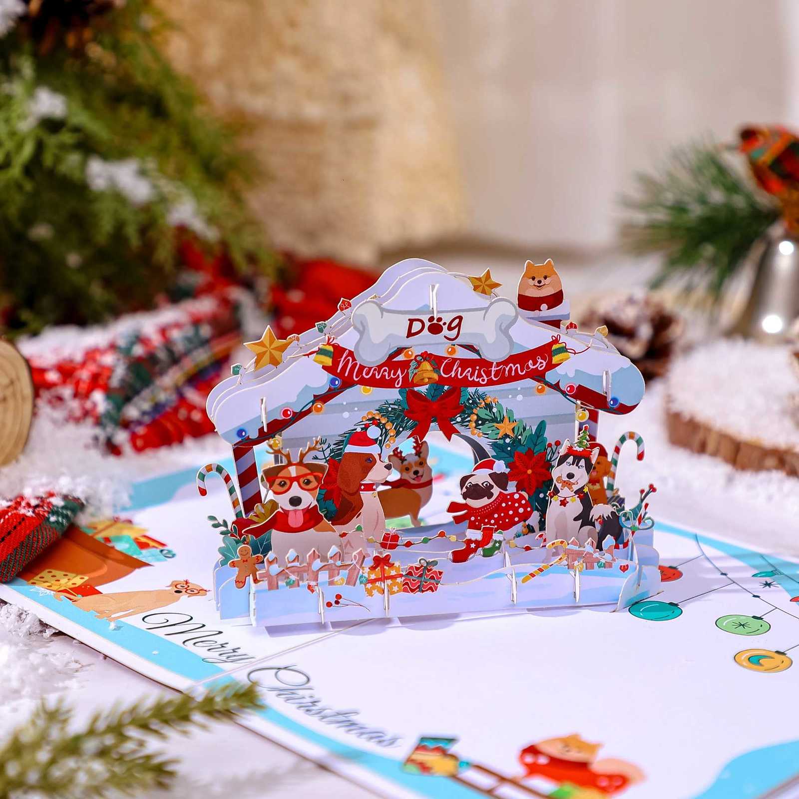 3D Up Kawaii Dog Greeting Card Cute Puppy Paper Art Gift Perfect for Dog Lovers He Decor Birthday/Festival Present H251210