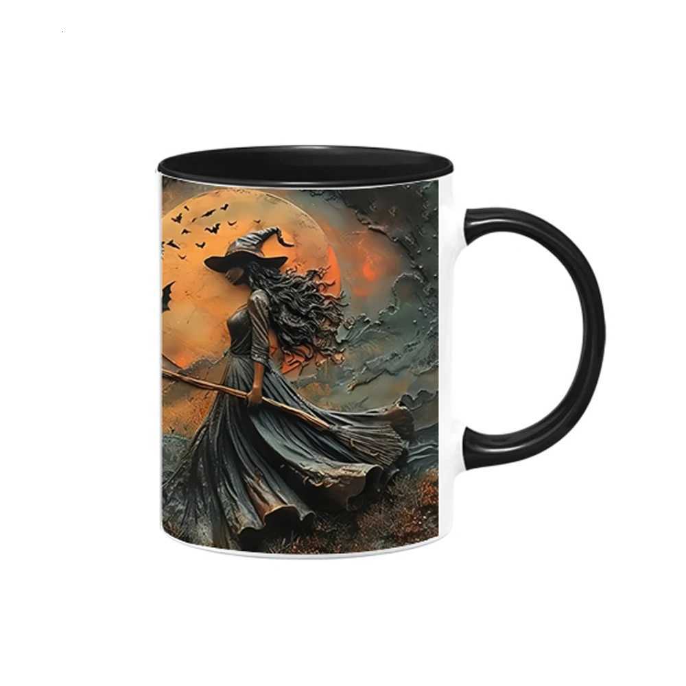 Beautiful Witch Coffee Mug Ceramic Tea Cup Mugs Halloween Witch Full Black Cups Surprised Gifts for Witch Lovers 330ml C251210