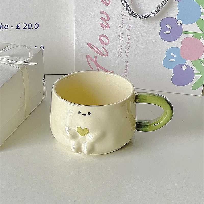 High Aesthetic Ceramic MUg with Love Three-dimensional Coffee MUgs Couple Water Cups Birthday Gift Tea Cupkawaii Cup C251210