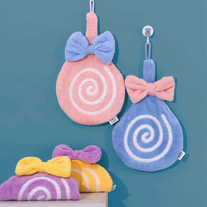 Lollipop-Shaped Hanging Hand Towel - Thickened Absorbent Kitchen Cloth for Hand Face Wiping C251210