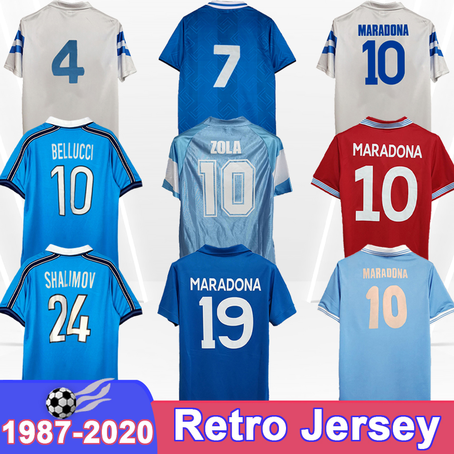 88 89 90 Naples Retro Mens Soccer Jerseys MERTENS MARADONA HAMSIK FERNANDEZ INLER 1986 Home Away 3rd Vintage Football Shirt Short Sleeve Uniforms