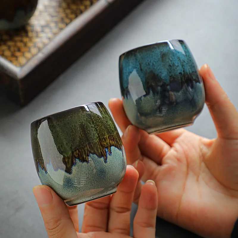 80ml ceramic kiln into espresso cup small creative hand warm spirit owner sample tea cup hair home kitchen mug C251210