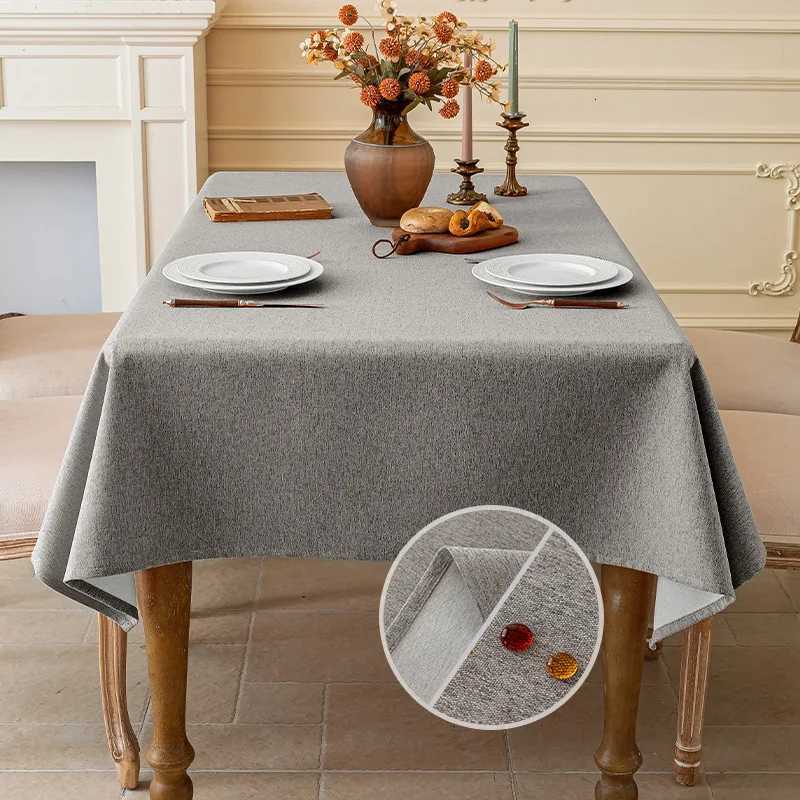 Cotton and Linen Three-proof Tablecloth Waterproof and Dustproof Solid Color Rectangular Tablecloth Coffee Dining Table Cloth H251211
