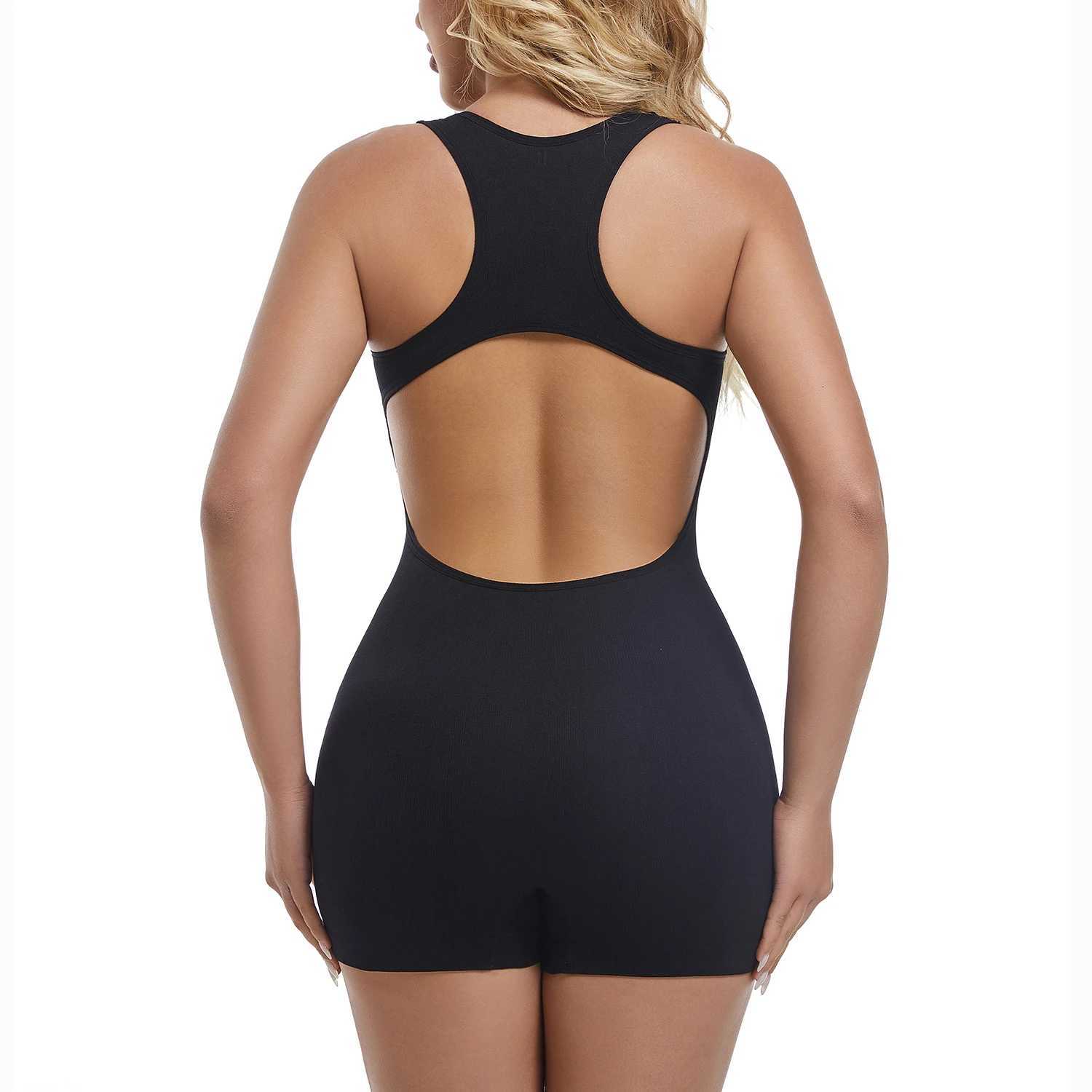 Womens Yoga Rompers Sexy Jumpsuit Tummy Control One Piece Bodycon Stretch Shorts Tank Top Solid Elastic Fitness Sport Suits NewT251211