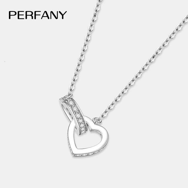 PERFANY All Moissanite Necklace for Women S925 Pure Silver Double Heart Design Laboratory Diamond Pendant Fashion Luxury Jewelry M251211