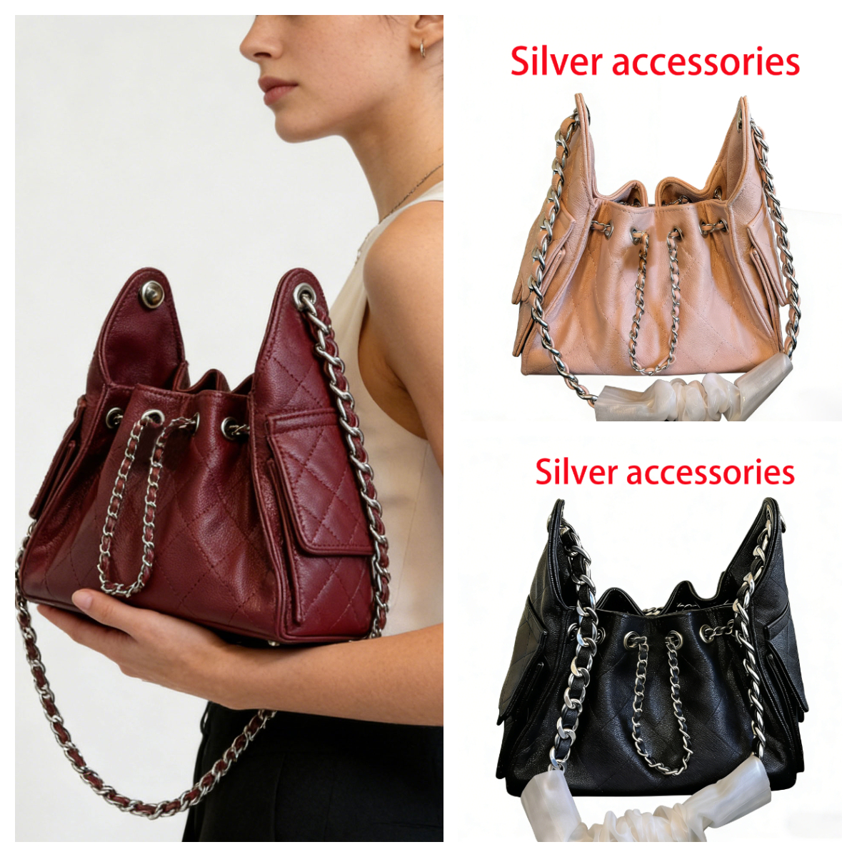 Designer Bag 25c Hobo Bag Silver Chain Bag Women's Luxury 25 Bag Drawstring Tote Bag Shopping Bag Bohemian Bag Hobo Bag Underarm Bag Large Shoulder Bag Weekend Bag