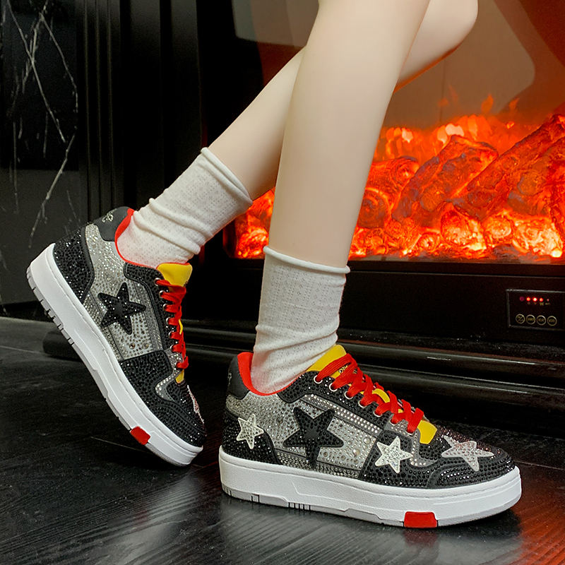 Autumn Gradient Color Water Diamond Women's Shoes Fashion Luxury Platform Sneakers Designer Casual Flat Shoes Outdoor anti-skid Women's Fash