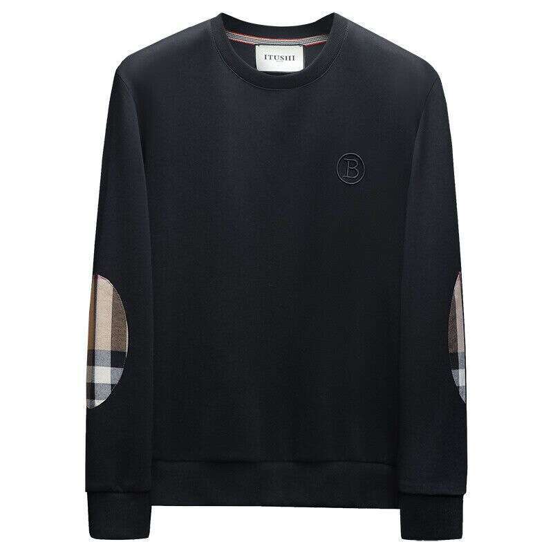 2024 Autumn Winter New Men's Fashion Round Neck Sweatshirt Casual Slim Fit Plus Size Long Sleeve Pullover Base Shirt