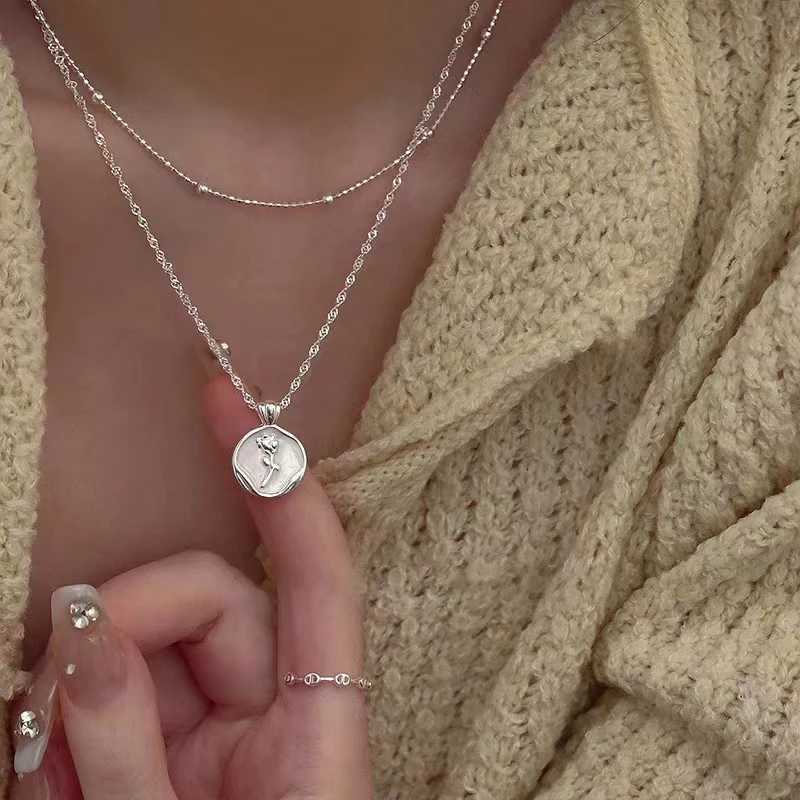 New 925 Sterling Silver Relief Round Enamel Tulip Flower Pendant Dazzling Necklace For Women Wedding Gift Fine Jewelry NK186 M251211