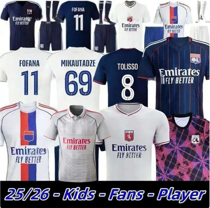 25 26 Maillot Lyon Soccer Jerseys 75-Year 2025 2026 Olympique Lyonnais Football Jersey OL 3rd Fourth Shirts CHERKI Mikautadze Men Football Shirt Kids Kits