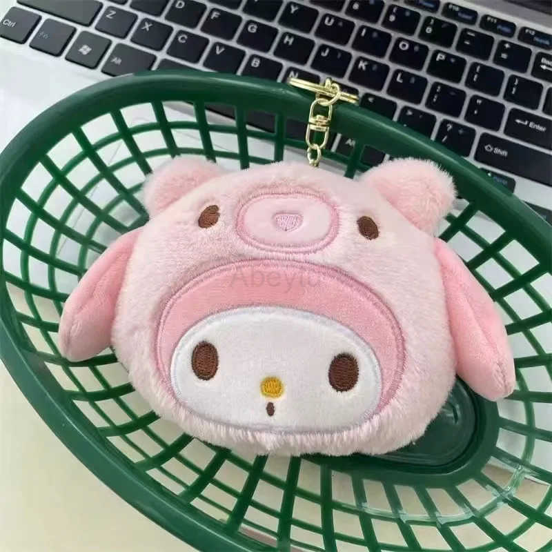 Sanrio Kuromi Plush Keychain Wallet Melody Cinnamoroll Plushies Coin Purse Earphone Organizer Bag Pendant Key Ring Girls Gifts H251211
