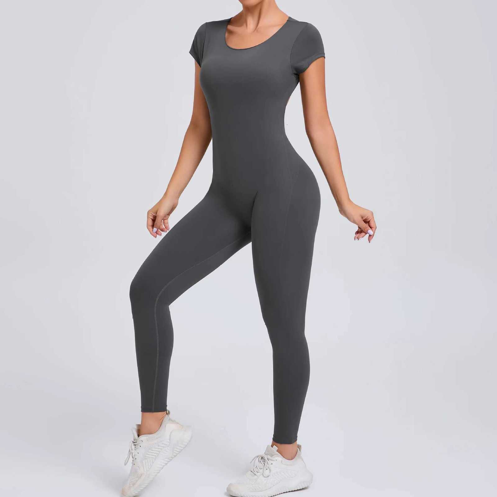 Yoga Set Sexy Backless One-piece Suit Female Rompers Quick Dry Yoga Clothing Workout Bodysuits Flared Sports Jumpsuit WomenT251211