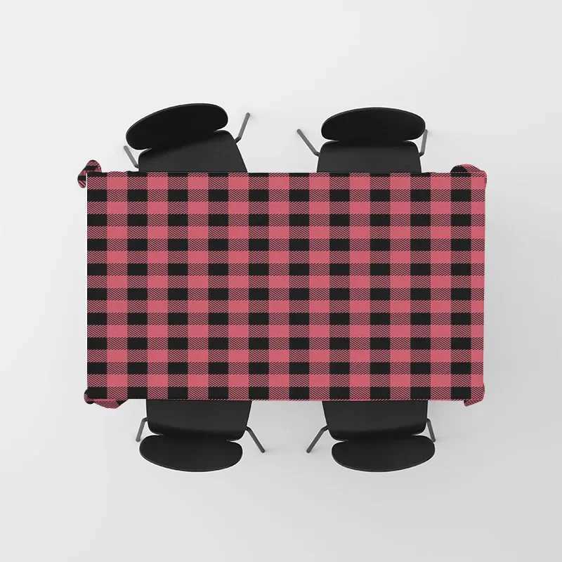 Red Black Plaid Tablecloth Rustic Country Style Dining Room Decorative Mat for Kitchen Tables H251211