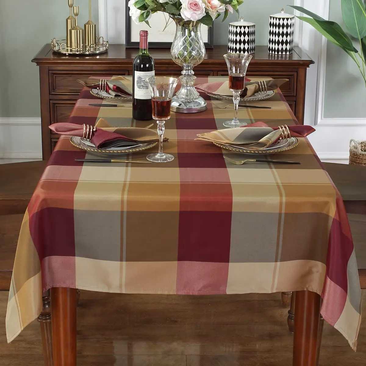 Rectangle Checkered Tablecloths Waterproof Farmhouse Indoor Outdoor Picnic Table Cover Holiday Party Kitchen Dining Table Decor H251211