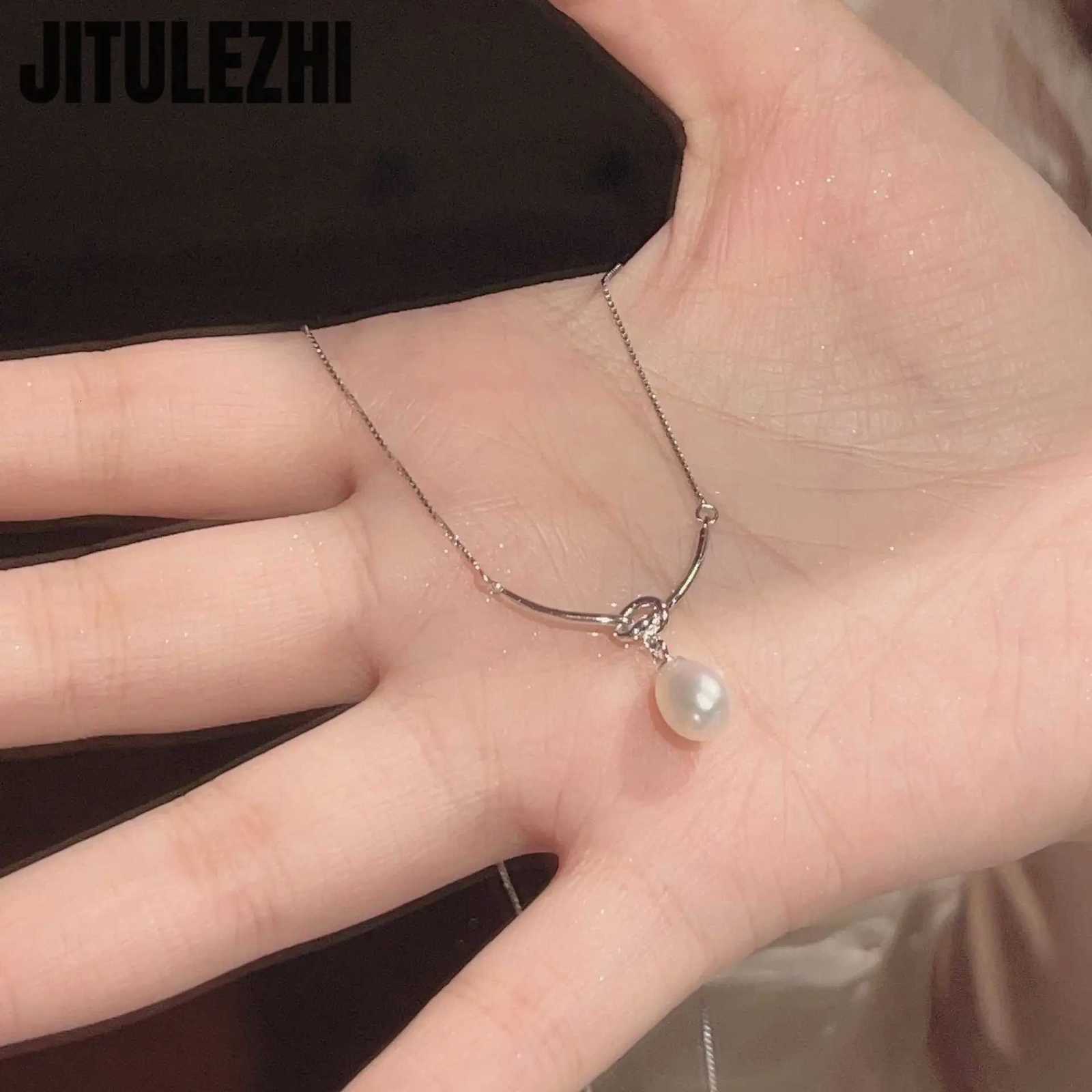 Trendy 925 Sterling Silver Pendant Necklace For Women Pearl Knot Pendant Box Chain Engagement Wedding Party Silver Fine Jewelry M251211