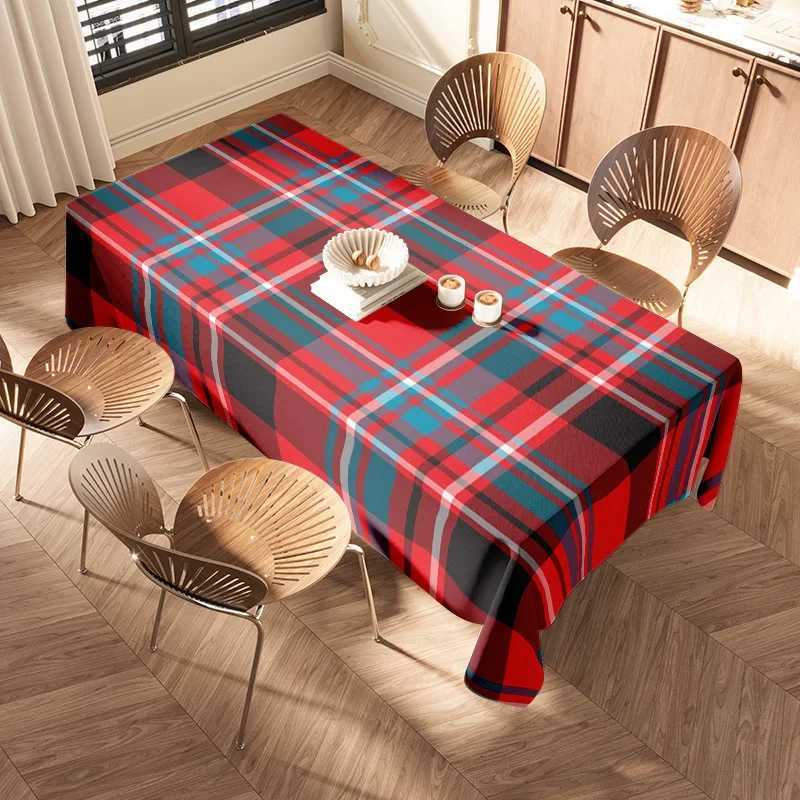 Checkered Plaid Tablecloth Decorative Mat Non-Slip Surface Washable Polyester Fabric for Home Restaurant Party Decoration Red H251211