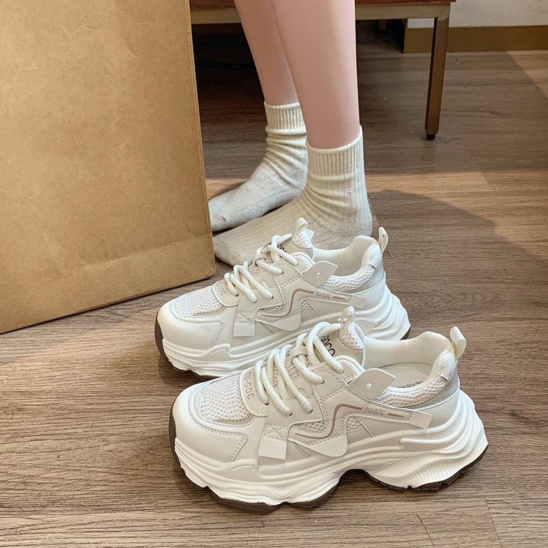 2026 New Spring Autumn Women's Dad Shoes Stylish Versatile Mesh Breathable Platform Elevator Running Casual Sneakers