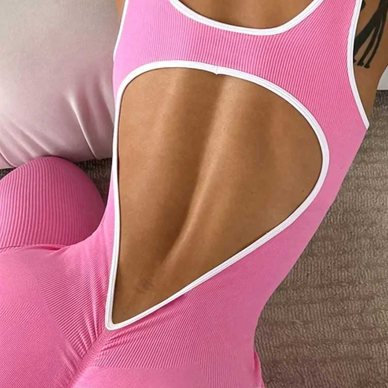 Cloud Hide HOT Pink Sports Jumpsuit Girls Running One Piece Bodysuit Workout Rompers Women Overalls Sportswear Fitness Yoga SuitT251211