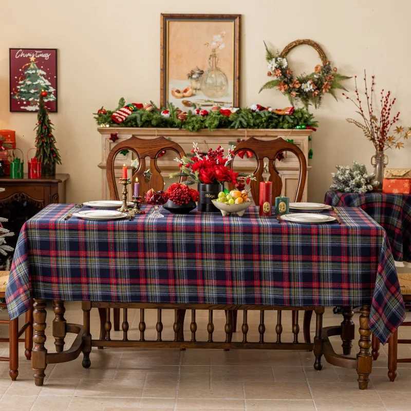 Green Plaid Christmas Tablecloth Tartan Table Cloth Decorations Winter Holiday Tablecloths for Rectangle Tables Parties Dining H251211