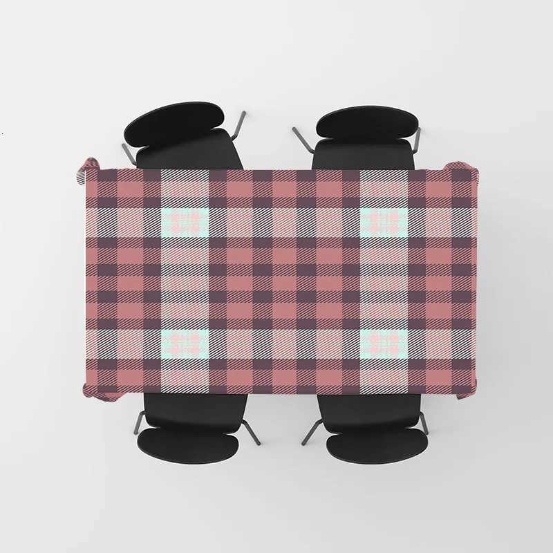 Modern Plaid Printed Tablecloth Home Decoration Waterproof Kitchen Dining Blanket in Multicolor H251211