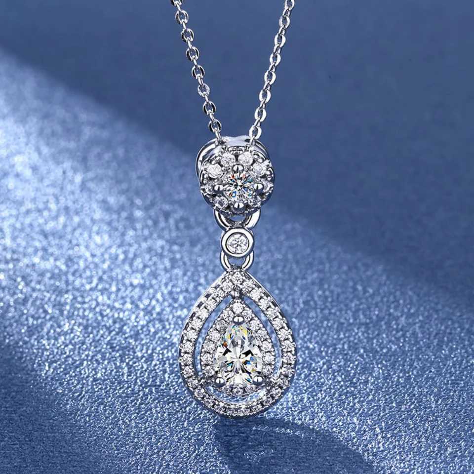 925 Sterling Silver Necklace Clavicle Chain Sparkling Zircon Teardrop Womens Pendant Necklace Birthday Party Gift Jewelry Gift M251211