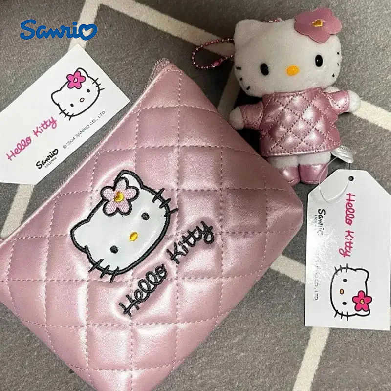Sanrio Hello Kitty Coin Purse 50Th Anniversary Series Compact Card Holder with Zipper Waterproof Fabric Cute Mini Wallet Cute Girl Gift H251211