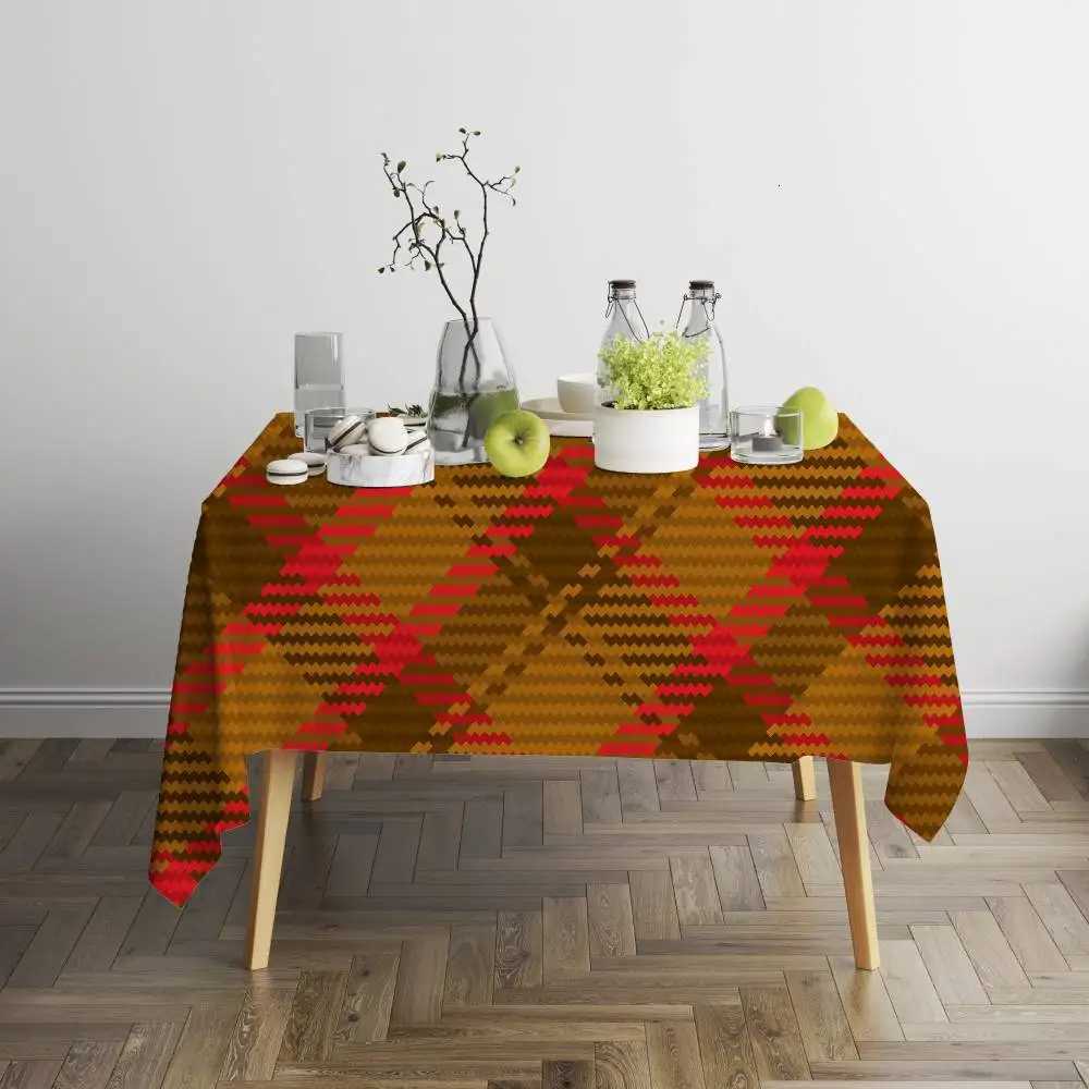 Tartan Print Summer Rectangle Tablecloth - Breathable For Lawn Parties BBQs Outdoor Meals H251211
