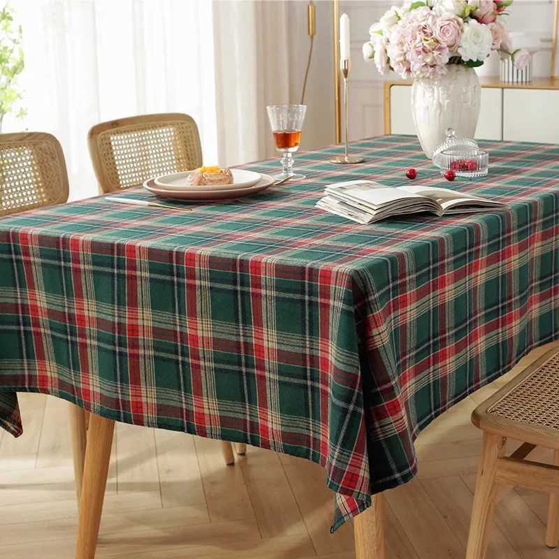 Christmas Plaid Tablecloth Xmas Party Red Green Rectangle Table Cloth Vintage Dining Table Cover For Home Living Room Decoration H251211