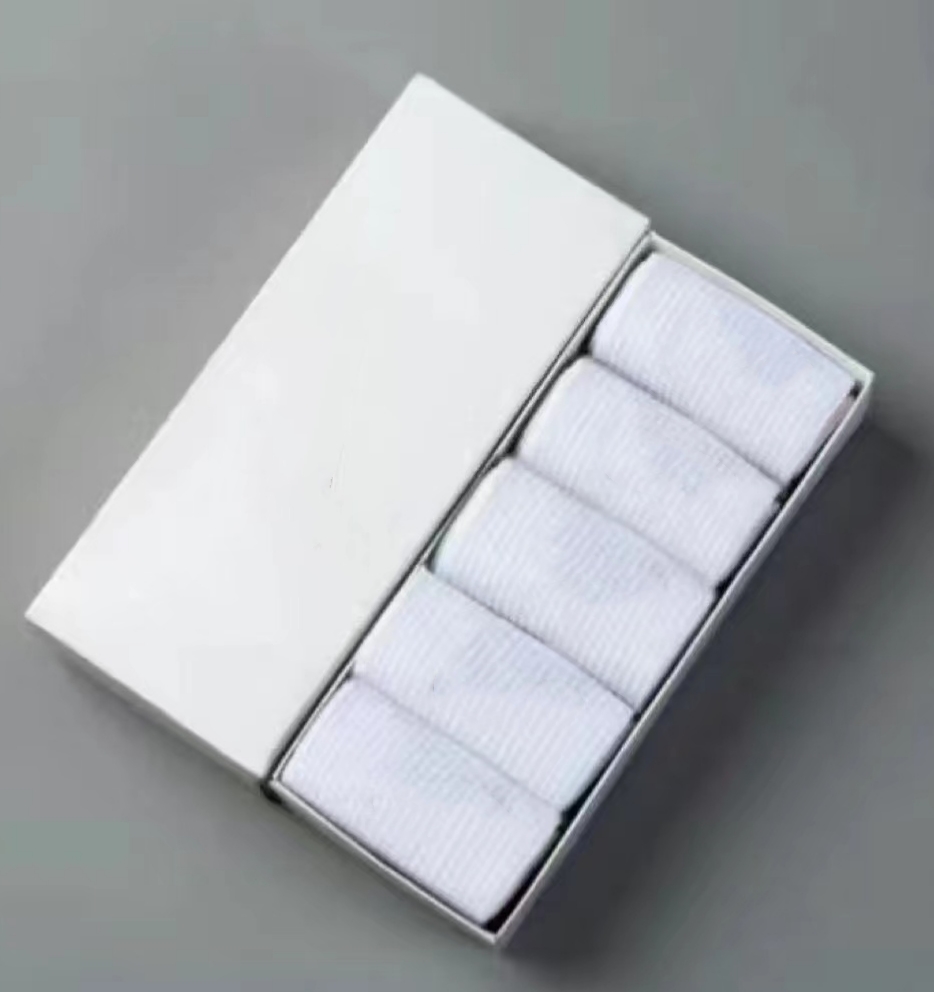 Socks desianers mens low medium hiah waisted pure black white grip sock grey breathable chaussette socks women One box/five pairs