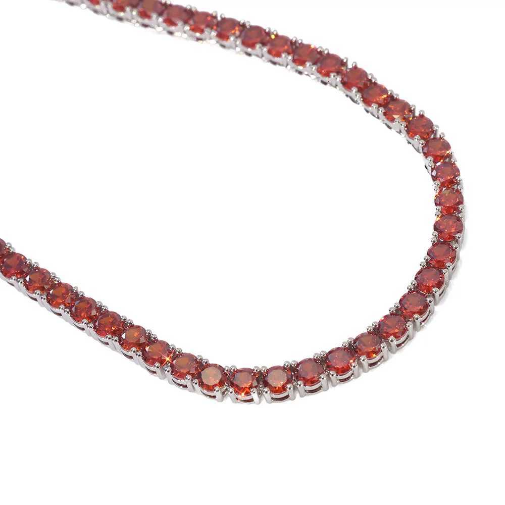 Hip Hop Jewelry 5mm Wide Colorful Sparkling Tennis Necklace CZ Zircon Fashionable Tennis Necklace Suitable For Men And Women M251211