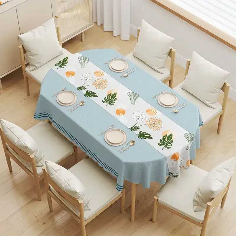 Oval rectangular universal table Dining Cover Waterproof Oil Resistant Wash Free Scald Resistant PVC Household Table Cloth H251211