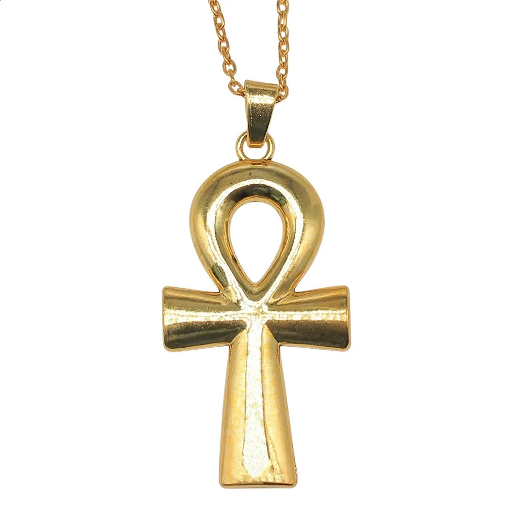 3 Colors 80x42mm Ancient Egyptian Key Of Life Ankh Cross Pendant Necklace Punk Hiphop Long Chain Necklace Jewelry Accessories 251210