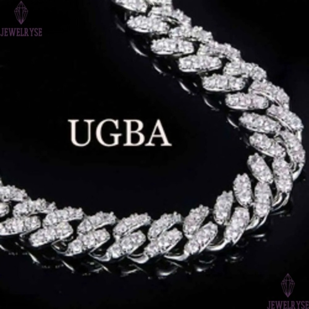 Ugb Hip Hop Men Jewelry Gra Certified Sterling Sier Iced Out Miami Vvs Moissanite Dia Cuban Link Chain Necklace