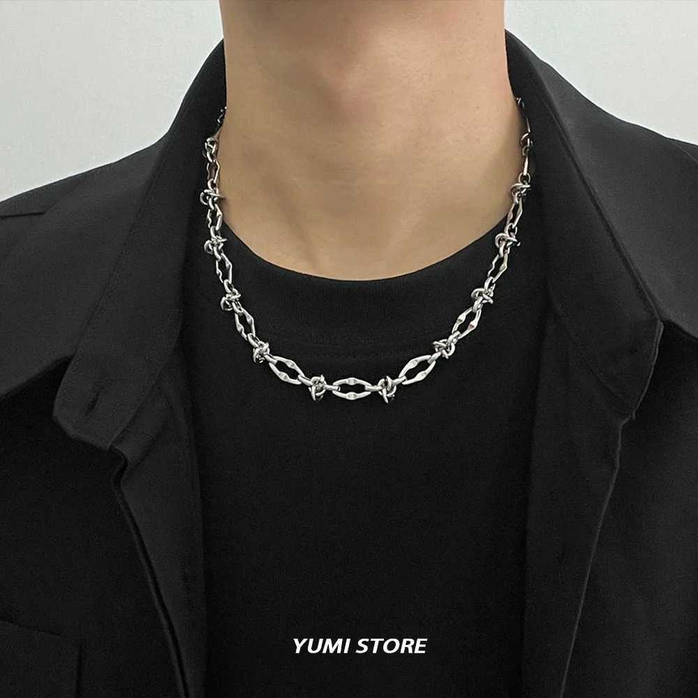Hip Hop Titanium Steel Geometric Necklace For Man Woman No Fade Punk Irregular Sweater Chain Choker Luxury Jewelry Wholesale M251211
