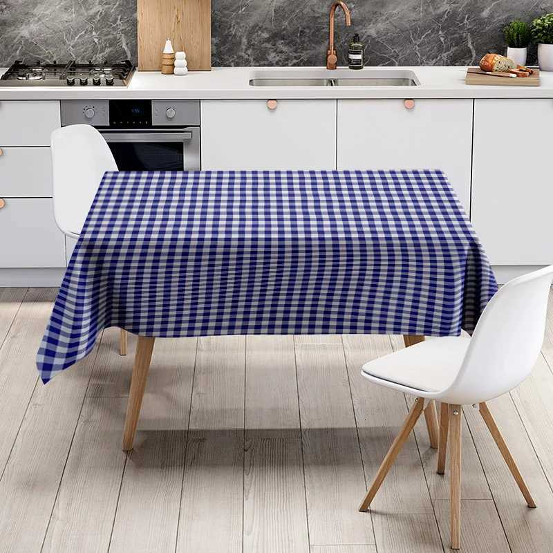 ic Checkered Tablecloth - Premium Quty Blue Gingham Fabric for Dining Room Decorations Reversible Plaid Cover All Sizes H251211