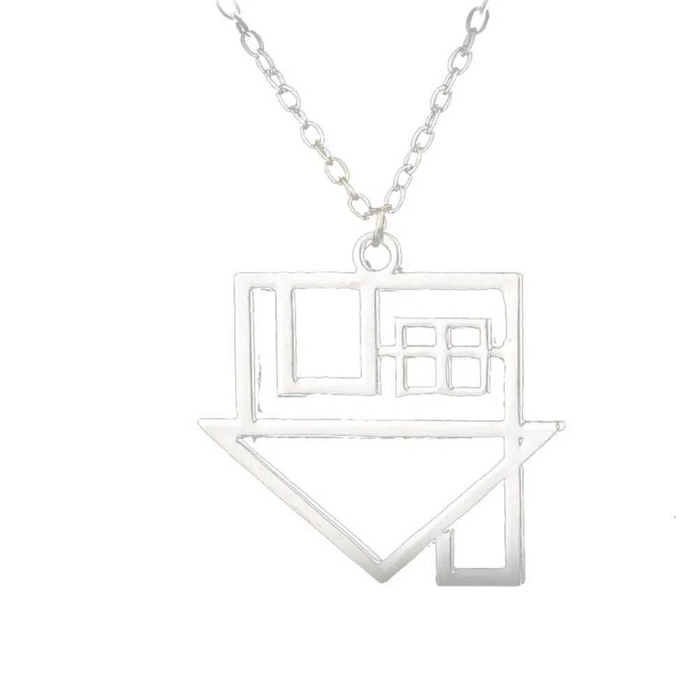New Creative Fashion Neighborhood Rock Music Pendant Hollow Out House Pendant Necklace Street Niche Party Gift Accessories M251211