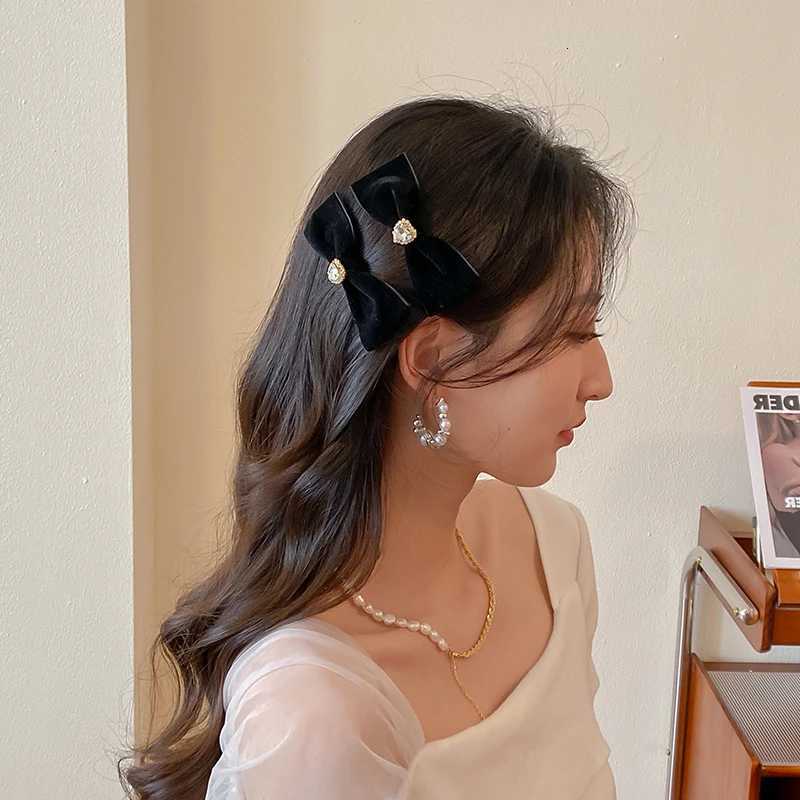 2Pcs Rhinestone Hairpin Girls Cute Bownot Hair Clips Retro Back Side Bangs Hairpin Wens Hair Accories Y251210