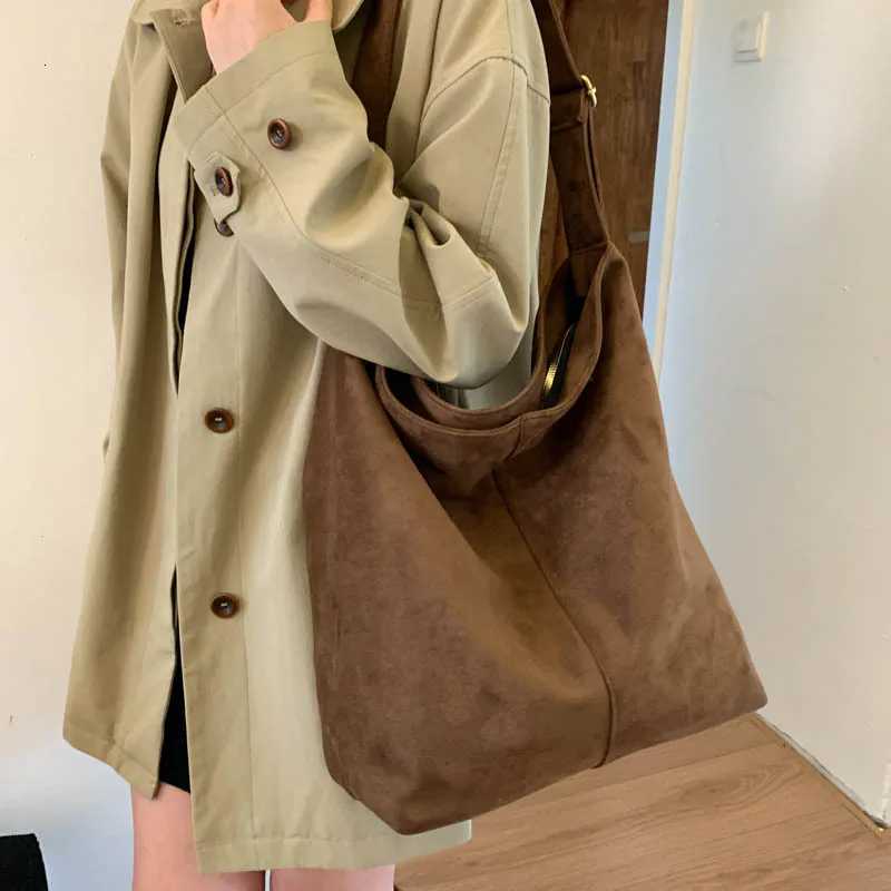 Vintage Suede Texture Simple Crossbody Tote Bag Wen New Korean Style Versatile Shoder Bag High Quality Cmuter Storage Bag Y251211