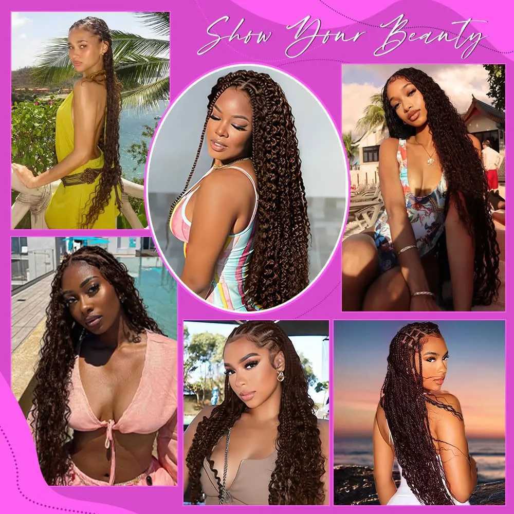 110g 28 Inch Curly Boho Hair for Braiding Knotless 12A Deep Wave Bulk Bohemian 2 Bundles/Pack Dark Brown Color 100 Human Hair M251211 - view 7